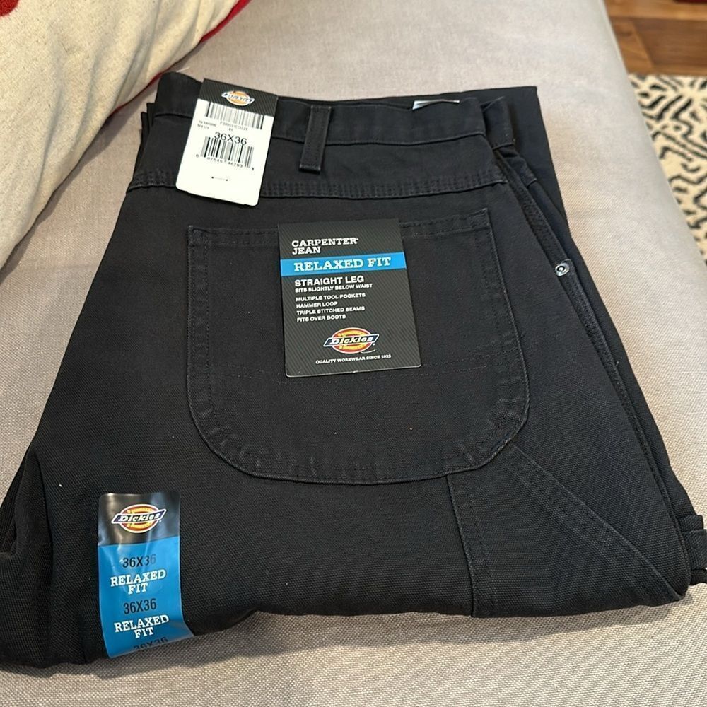 Dickies Men's Relaxed Fit Straight-Leg Carpenter Jean Black NEW with tag - Picture 5 of 7